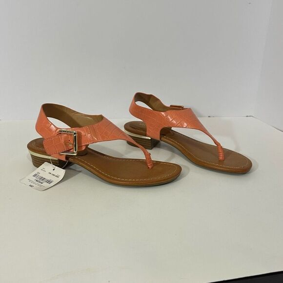 Liz Claiborne Twiggy Memory Foam Flip Flop T Strap Sandal Coral| Women Size 7 - Picture 3 of 9